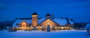 The Hermitage Club at Haystack Mountain building during the winter.